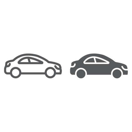 Auto trip line and glyph icon, automobile and tourism, car sign, vector graphics, a linear pattern on a white background, eps 10.のイラスト素材