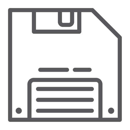 Save game line icon, data and disk, diskette sign, vector graphics, a linear pattern on a white background, eps 10.のイラスト素材