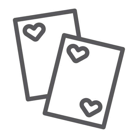 Cards line icon, game and casino, playing cards sign, vector graphics, a linear pattern on a white background.のイラスト素材
