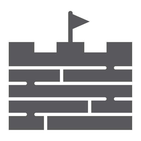 Adventures glyph icon, game and flag, brick wall sign, vector graphics, a solid pattern on a white background, eps 10.のイラスト素材