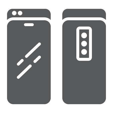 Slider smartphone glyph icon, technology and communication, mobile phone sign, vector graphics, a solid pattern on a white background.のイラスト素材