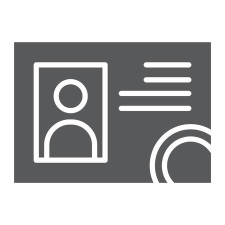 Driver license glyph icon, documents and card, identification sign, vector graphics, a solid pattern on a white background.のイラスト素材