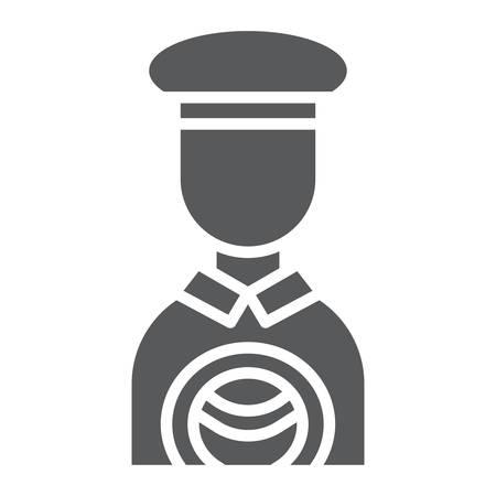 Taxi driver glyph icon, person and car, cab driver sign, vector graphics, a solid pattern on a white background.のイラスト素材