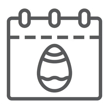 Easter calendar line icon, date and easter, easter day sign, vector graphics, a linear pattern on a white background, eps 10.のイラスト素材