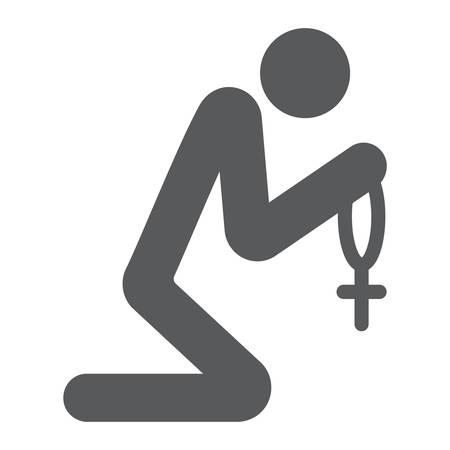 Prayer glyph icon, religious and pray, person sign, vector graphics, a solid pattern on a white background.のイラスト素材
