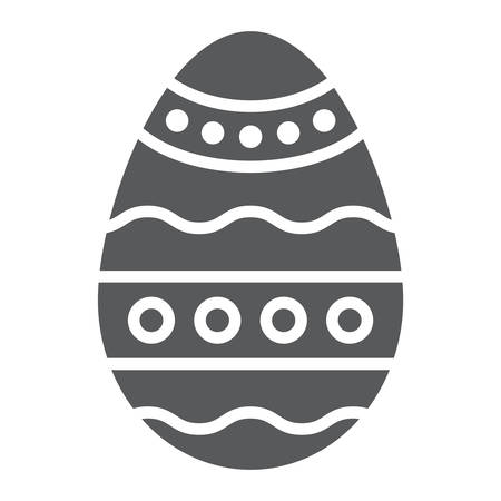 Easter egg glyph icon, decoration and easter, ornamented egg sign, vector graphics, a solid pattern on a white background.のイラスト素材
