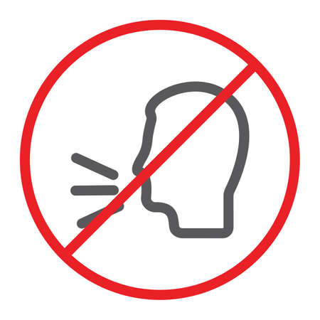 No talking line icon, prohibited and warning, do not speak sign