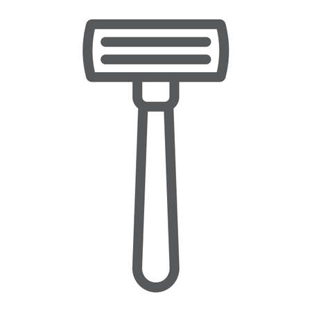 Razor line icon, barber and blade, shaver sign, vector graphics, a linear pattern on a white background.のイラスト素材