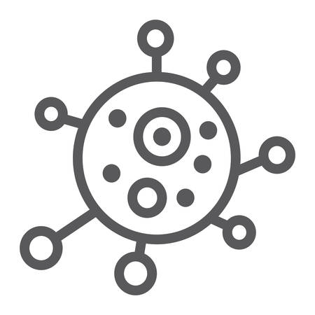 Virus line icon, bacterium and biology, microbe sign, vector graphics, a linear pattern on a white background.のイラスト素材