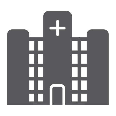 Hospital glyph icon, medicine and building, clinic sign, vector graphics, a solid pattern on a white background.のイラスト素材