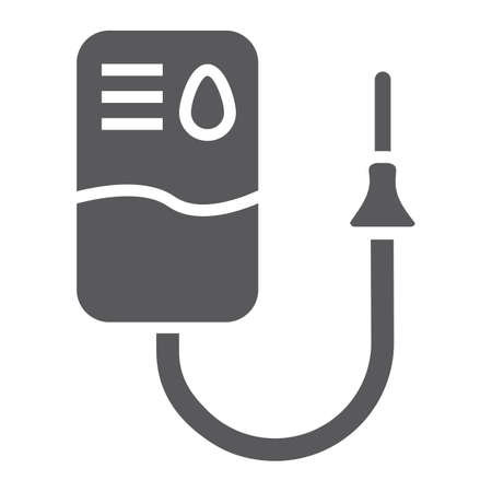 Blood pack glyph icon, medicine and donation, blood bag sign, vector graphics, a solid pattern on a white background.のイラスト素材