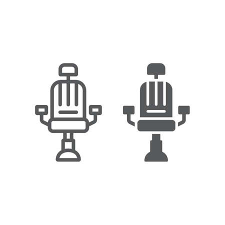 Barber chair line and glyph icon, barber and interior, arm chair sign, vector graphics, a linear pattern on a white background.のイラスト素材
