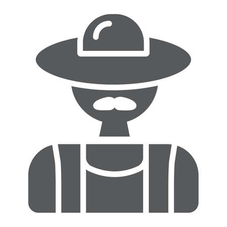 Farmer glyph icon, agriculture and farm, man sign, vector graphics, a solid pattern on a white background.のイラスト素材