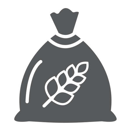 Wheat bag glyph icon, grain and farm, seed sack sign, vector graphics, a solid pattern on a white background.のイラスト素材