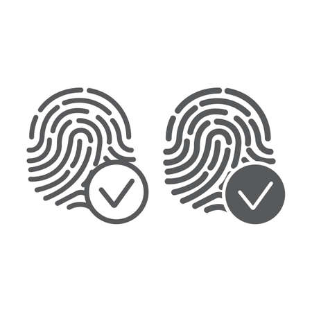 Biometrix line and glyph icon, scanner and biometric, fingerprint sign, vector graphics, a linear pattern on a white background.のイラスト素材