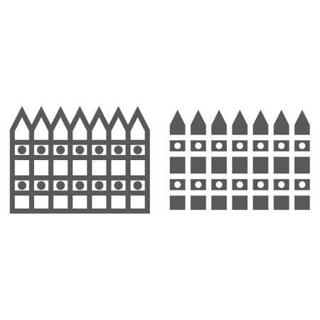 Fence line and glyph icon, decor and gardening, barrier sign, vector graphics, a linear pattern on a white background.のイラスト素材