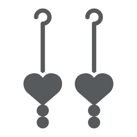 Heart earrings glyph icon, love and jewelry, jewel sign, vector graphics, a solid pattern on a white background.のイラスト素材
