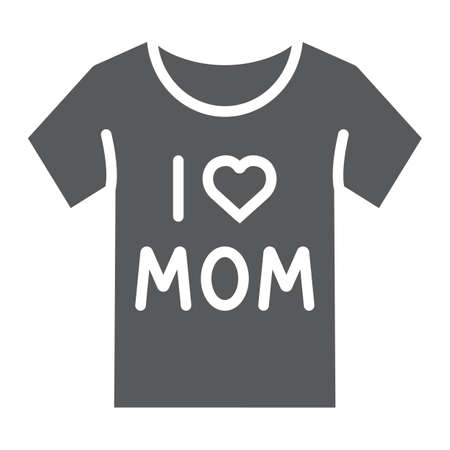 I love mom tshirt glyph icon, clothes and text, shirt sign, vector graphics, a solid pattern on a white background.のイラスト素材