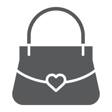 Women bag glyph icon, girl and purse, handbag sign, vector graphics, a solid pattern on a white background.のイラスト素材