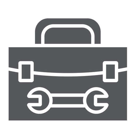 Tool box glyph icon, repair and maintenance, tool kit sign, vector graphics, a solid pattern on a...