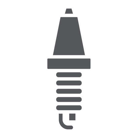 Car candle glyph icon, auto and part, spark plug sign, vector graphics, a solid pattern on a white background.のイラスト素材