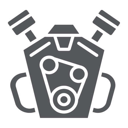 Engine glyph icon, auto and part, motor sign, vector graphics, a solid pattern on a white background.のイラスト素材