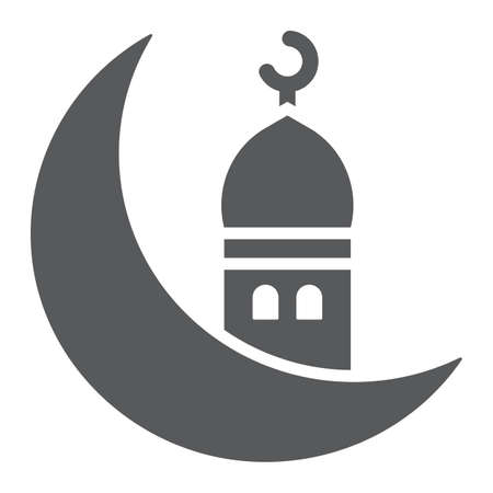 Islamic ramadan glyph icon, arabic and islam, ramadam kareem sign, vector graphics, a solid pattern on a white background.のイラスト素材