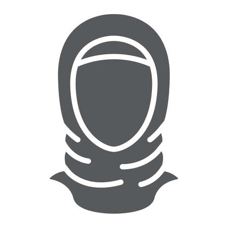 Hijab glyph icon, arab and woman, islam girl sign, vector graphics, a solid pattern on a white background.のイラスト素材