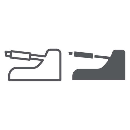 Handbrake line and glyph icon, auto and part, car brake sign, vector graphics, a linear pattern on a white background.のイラスト素材