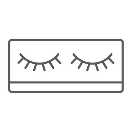 Fake eyelashes thin line icon, makeup and beauty, lashes sign, vector graphics, a linear pattern on a white background.のイラスト素材