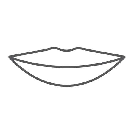 Lips thin line icon, mouth and female, smile sign, vector graphics, a linear pattern on a white background.のイラスト素材