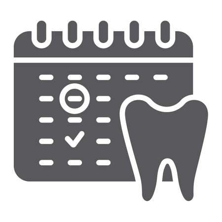 Dentist appointment glyph icon, schedule and dental, calendar sign, vector graphics, a solid pattern on a white background.のイラスト素材