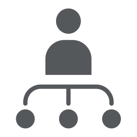 Person and chart glyph icon, worker and diagram, structure sign, vector graphics, a solid pattern on a white background.のイラスト素材