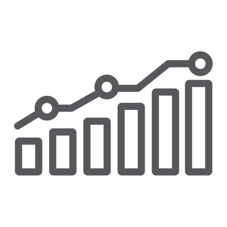 Diagram line icon, report and graph, growth chart sign, vector graphics, a linear pattern on a white background.のイラスト素材