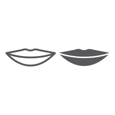 Lips line and glyph icon, mouth and female, smile sign, vector graphics, a linear pattern on a white background.のイラスト素材