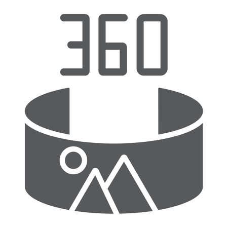 Panorama view glyph icon, panoramic and rotation, 360 degree sign, vector graphics, a solid pattern on a white background.のイラスト素材
