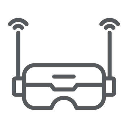 FPV technology line icon, innovation and virtual, fpv glasses sign, vector graphics, a linear pattern on a white background.のイラスト素材