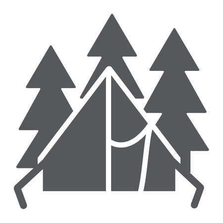 Camping tent glyph icon, travel and tourism, shelter sign, vector graphics, a solid pattern on a white background.のイラスト素材