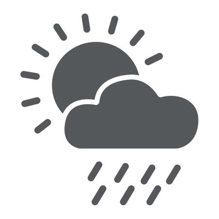 Rain glyph icon, day and sky, weather sign, vector graphics, a solid pattern on a white background.のイラスト素材