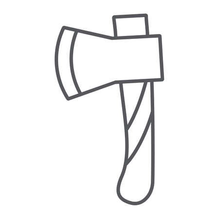Ax thin line icon, tool and cut, axe sign, vector graphics, a linear pattern on a white background.のイラスト素材