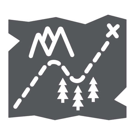 Map glyph icon, travel and navigation, paper map sign, vector graphics, a solid pattern on a white background.のイラスト素材
