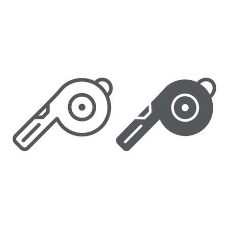 Whistle line and glyph icon, equipment and sport, blower sign, vector graphics, a linear pattern on...