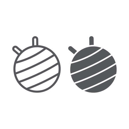 Fit ball line and glyph icon, fitness and equipment, pilates ball sign, vector graphics, a linear pattern on a white background.のイラスト素材