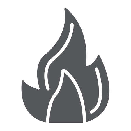 Fire glyph icon, campfire and flame, bonfire sign, vector graphics, a solid pattern on a white background.のイラスト素材
