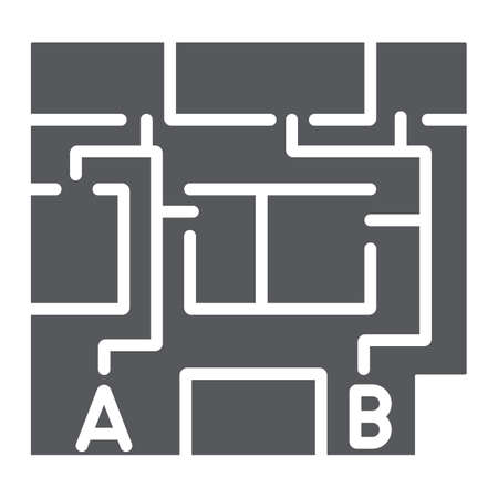 Evacuation plan glyph icon, evacuate and emergency, fire escape plan sign, vector graphics, a solid pattern on a white background.のイラスト素材