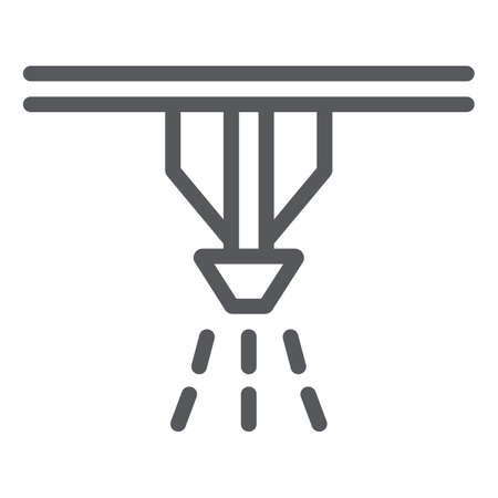 Fire sprinkler system line icon, protection and fire, fire detector sign, vector graphics, a linear pattern on a white background.のイラスト素材
