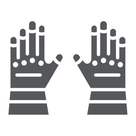 Firefighter gloves glyph icon, clothes and protection, rubber gloves sign, vector graphics, a solid pattern on a white background.のイラスト素材