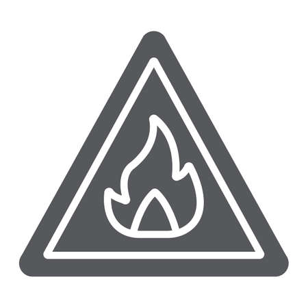 Flammable sign glyph icon, warning and attention, fire symbol sign, vector graphics, a solid pattern on a white background.のイラスト素材