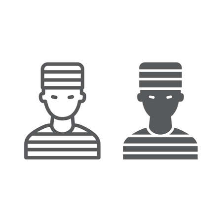 Prisoner line and glyph icon, crime and law, criminal sign, vector graphics, a linear pattern on a...