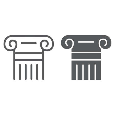 Greek column line and glyph icon, pillar and antique, legality sign, vector graphics, a linear pattern on a white background.のイラスト素材